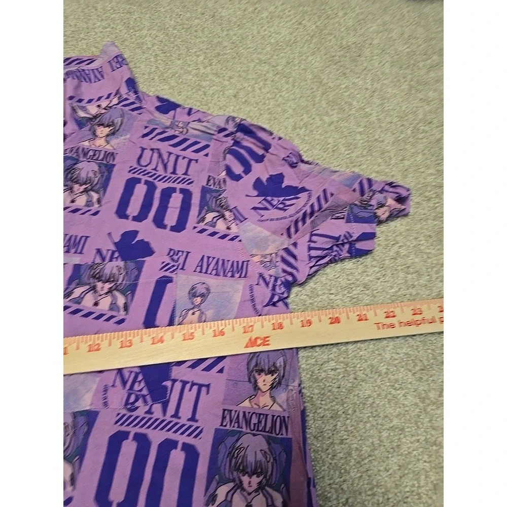 Evangelion Eva Unit-00 Purple Button-Down‎ Shirt Rei Ayanami Atsuko Swim Trunks
